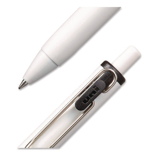 Image of uniball® uniONE Gel Pen, Retractable, Medium 0.7 mm, Black Ink, White/Black Barrel, Dozen