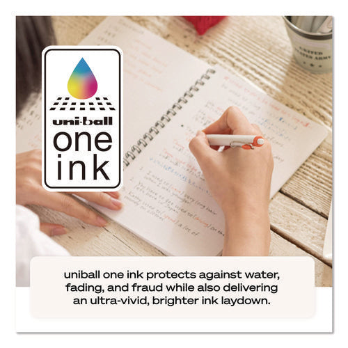 Image of uniball® uniONE Gel Pen, Retractable, Medium 0.7 mm, Black Ink, White/Black Barrel, Dozen