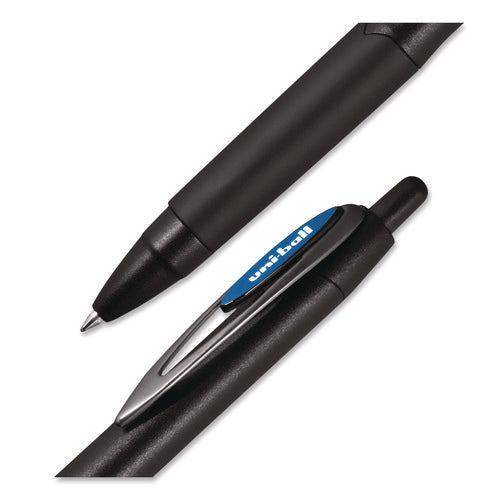 Image of uniball® 207 Plus+ Gel Pen, Retractable, Medium 0.7 mm, Blue Ink, Black Barrel, Dozen