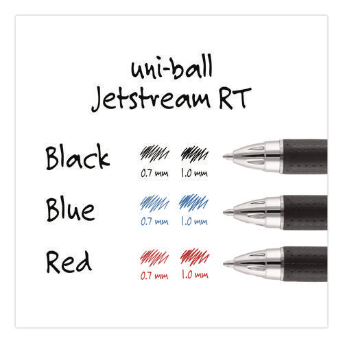 Image of uniball® Jetstream Hybrid Gel Pen, Retractable, Bold 1 mm, Red Ink, Black/Silver/Red Barrel