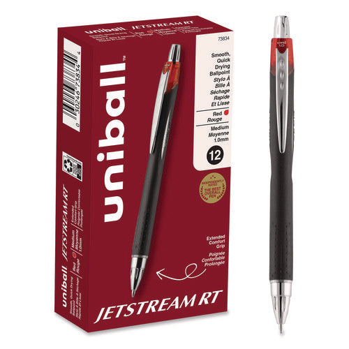 Image of uniball® Jetstream Hybrid Gel Pen, Retractable, Bold 1 mm, Red Ink, Black/Silver/Red Barrel