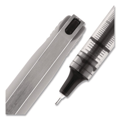 Image of uniball® VISION Needle Rollerball Pen, Stick, Fine 0.7 mm, Black Ink, Gray/Clear/Black Barrel, Dozen