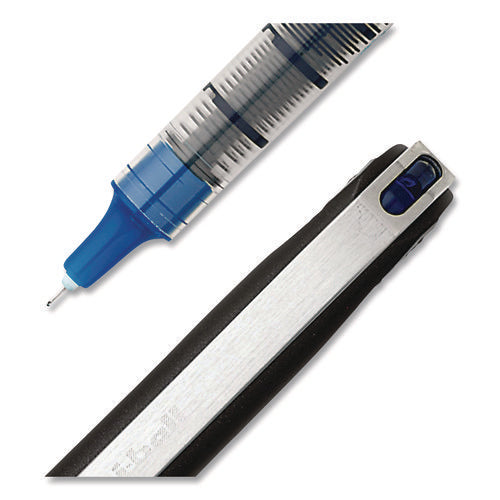 Image of uniball® VISION Rollerball Pen, Stick, Extra-Fine 0.5 mm, Blue Ink, Black/Blue/Clear Barrel, 12/Pack