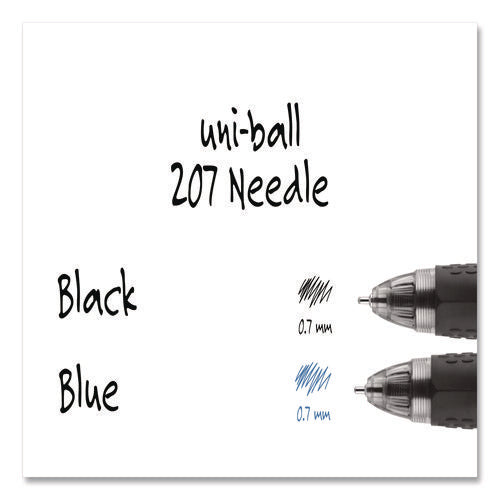 Image of uniball® Signo 207 Needle Point Gel Pen, Retractable, Medium 0.7 mm, Black Ink, Clear/Black Barrel, Dozen