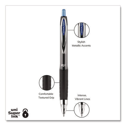 Image of uniball® Signo 207 Gel Pen Value Pack, Retractable, Medium 0.7 mm, Blue Ink, Smoke/Black/Blue Barrel, 36/Box