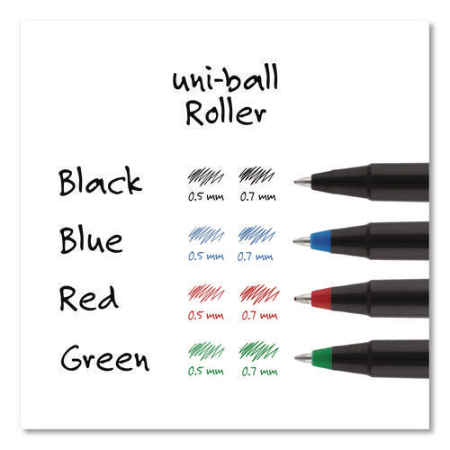 Image of uniball® Rollerball Pen, Stick, Extra-Fine 0.5 mm, Black Ink, Black Barrel, 36/Pack