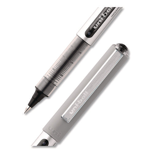 Image of uniball® VISION Rollerball Pen, Stick, Fine 0.7 mm, Black Ink, Silver/Black/Clear Barrel, 36/Pack