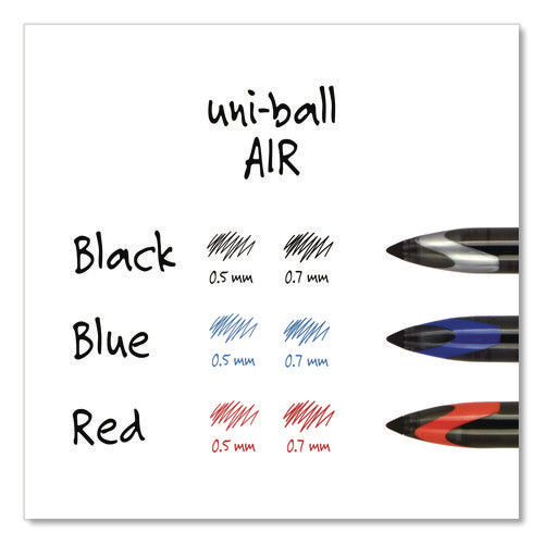 Image of uniball® AIR Porous Rollerball Pen, Stick, Medium 0.7 mm, Black Ink, Black Barrel, Dozen