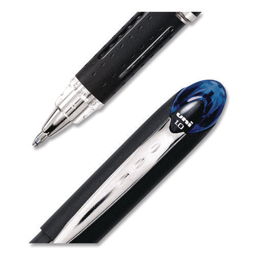Image of uniball® Jetstream Hybrid Gel Pen, Stick, Bold 1 mm, Blue Ink, Black/Silver/Blue Barrel