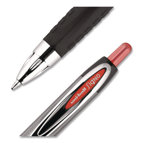 Image of uniball® Signo 207 Gel Pen, Retractable, Medium 0.7 Mm, Red Ink, Smoke/black/red Barrel, Dozen