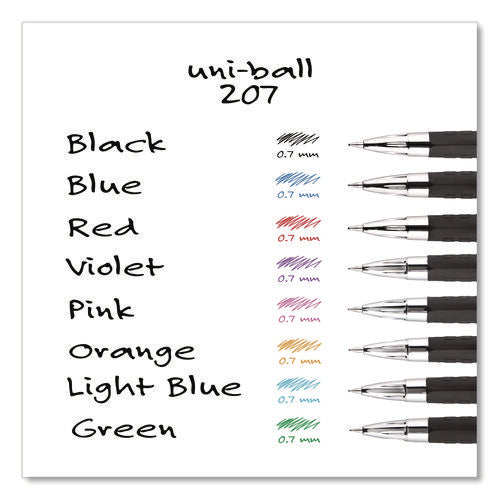 Image of uniball® Signo 207 Gel Pen, Retractable, Medium 0.7 Mm, Red Ink, Smoke/black/red Barrel, Dozen