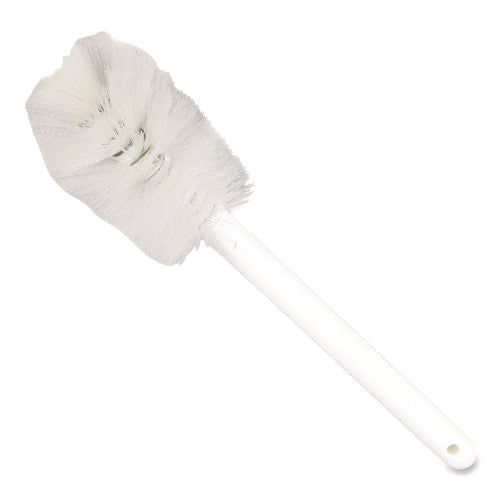 Image of Carlisle Sparta Handle Bottle Brush, Pint, White Polyester Bristles, 4.5" Brush, 7.5" White Plastic Handle