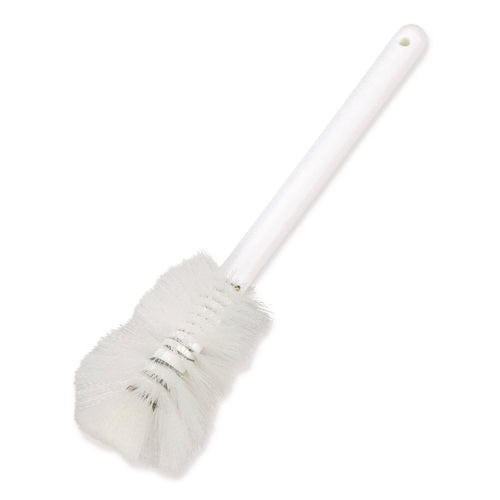 Image of Carlisle Sparta Handle Bottle Brush, Pint, White Polyester Bristles, 4.5" Brush, 7.5" White Plastic Handle