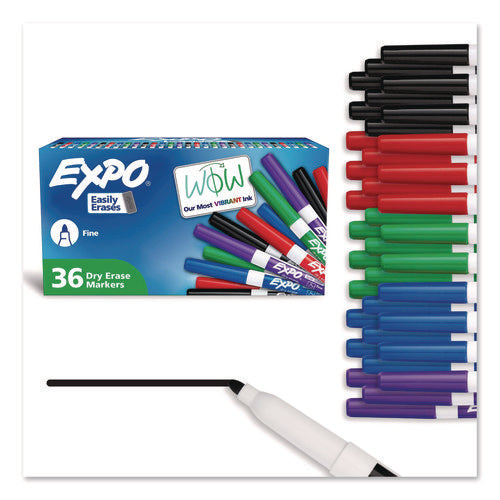 Image of EXPO® Low-Odor Dry Erase Marker Office Value Pack, Fine Bullet Tip, Assorted Colors, 36/pack