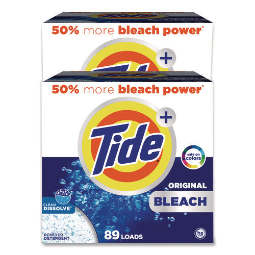 Image of Tide® Laundry Detergent with Bleach, HE Compatible, 80 Loads, Tide Original Scent, Powder, 129 oz Box, 2/Carton