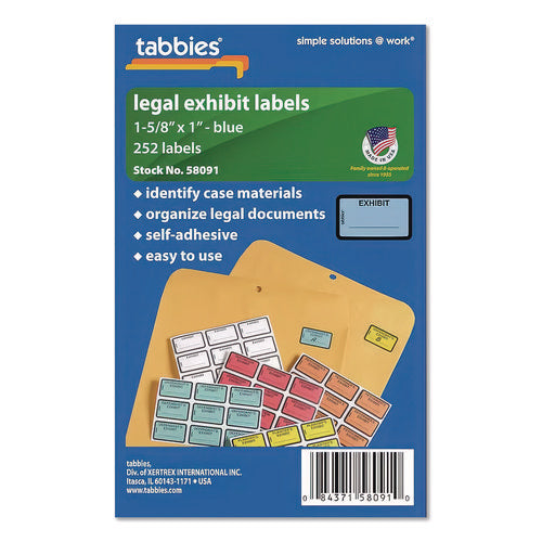 Image of Tabbies® Legal Exhibit Labels, Defendant's Exhibit, 1.63 X 1, Blue, 9/sheet, 28 Sheets/pack, 252 Labels/pack