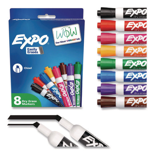 Image of EXPO® Low-Odor Dry-Erase Marker, Broad Chisel Tip, Assorted Colors, 8/set