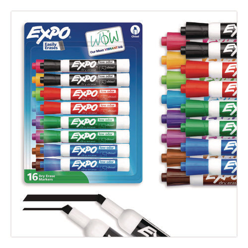 Image of EXPO® Low-Odor Dry-Erase Marker, Broad Chisel Tip, Assorted Colors, 16/set
