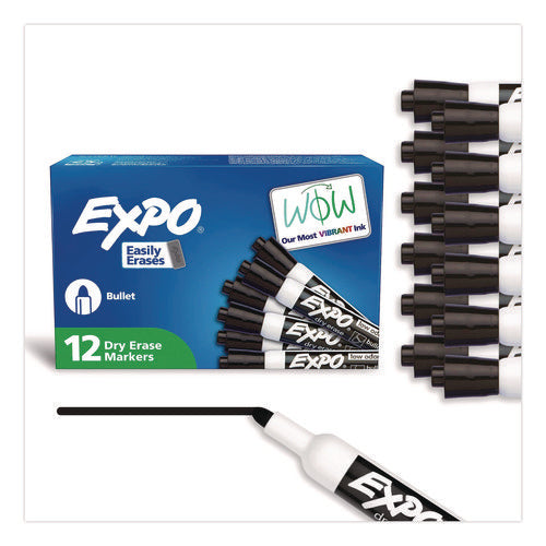 Image of EXPO® Low-Odor Dry-Erase Marker, Medium Bullet Tip, Black, Dozen