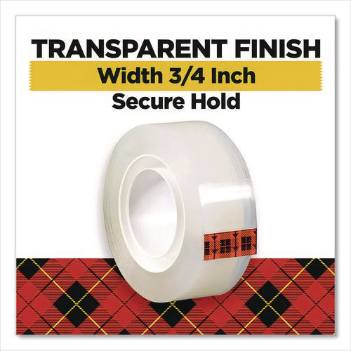 Image of Scotch® Super-Hold Tape With Dispenser, 1" Core, 0.75" X 27.77 Yds, Clear, 10 Rolls And 1 Dispenser/pack