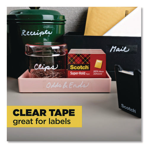 Image of Scotch® Super-Hold Tape With Dispenser, 1" Core, 0.75" X 27.77 Yds, Clear, 10 Rolls And 1 Dispenser/pack