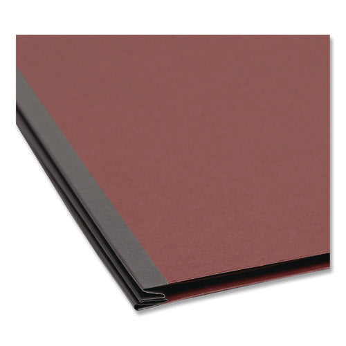 Image of Smead Six-Section Pressboard Top Tab Classification Folders, Six SafeSHIELD Fasteners, 2 Dividers, Letter Size, Bright Red, 10/Box
