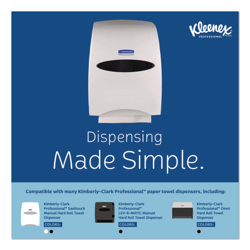 Image of Kleenex® Hard Roll Paper Towels with Premium Absorbency Pockets, 1-Ply, 8" x 425 ft, 1.5" Core, White, 12 Rolls/Carton