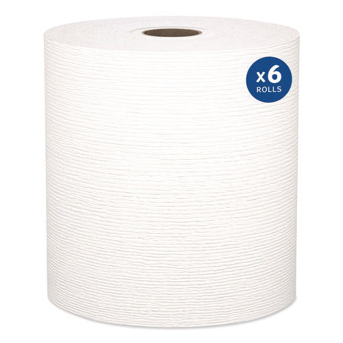 Image of Kleenex® Hard Roll Paper Towels with Premium Absorbency Pockets, 1-Ply, 8" x 600 ft, 1.75" Core, White, 6 Rolls/Carton