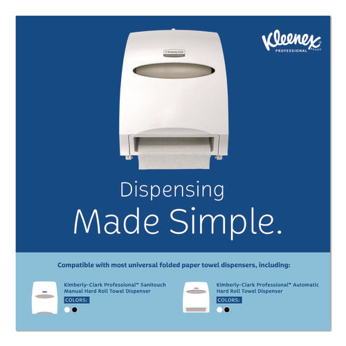 Image of Kleenex® Hard Roll Paper Towels with Premium Absorbency Pockets, 1-Ply, 8" x 600 ft, 1.75" Core, White, 6 Rolls/Carton