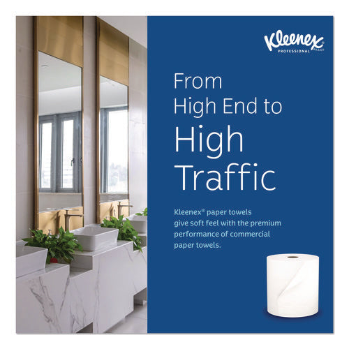 Image of Kleenex® Hard Roll Paper Towels with Premium Absorbency Pockets, 1-Ply, 8" x 600 ft, 1.75" Core, White, 6 Rolls/Carton