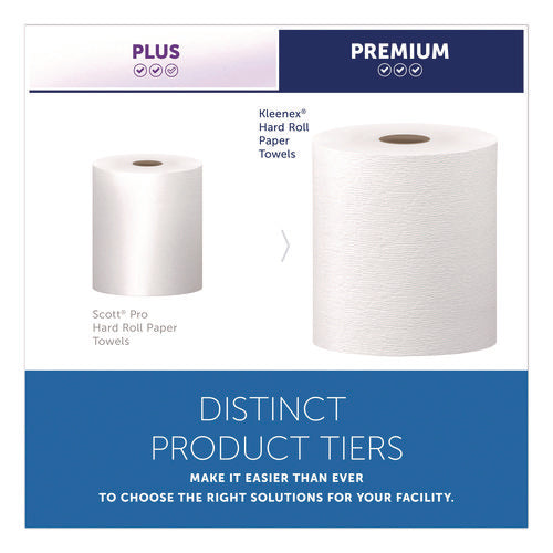 Image of Kleenex® Hard Roll Paper Towels with Premium Absorbency Pockets, 1-Ply, 8" x 600 ft, 1.75" Core, White, 6 Rolls/Carton