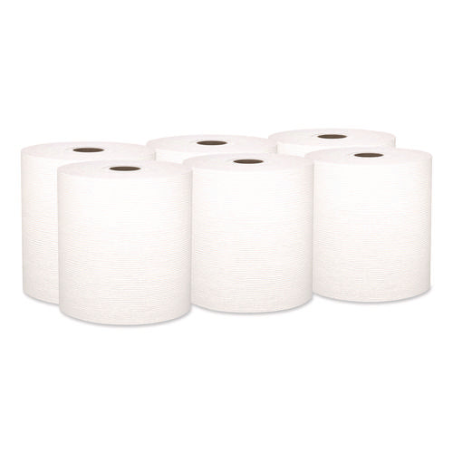 Image of Kleenex® Hard Roll Paper Towels with Premium Absorbency Pockets, 1-Ply, 8" x 600 ft, 1.75" Core, White, 6 Rolls/Carton