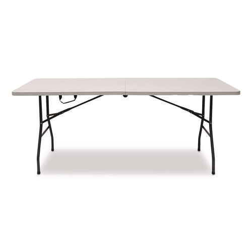 Image of Alera® Fold in Half Plastic Folding Table, Rectangular, 72w x 29.63d x 29.25 to 37.13h, White