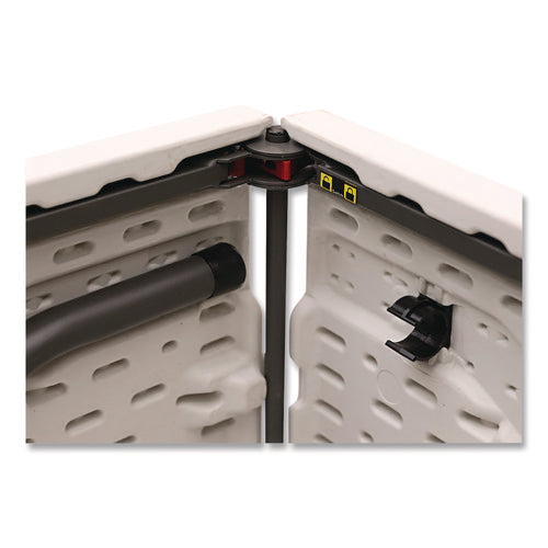 Image of Alera® Fold in Half Plastic Folding Table, Rectangular, 72w x 29.63d x 29.25 to 37.13h, White
