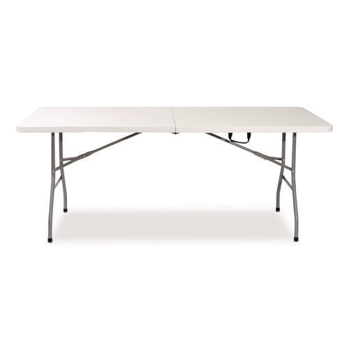 Image of Alera® Fold in Half Plastic Folding Table, 96w x 30d x 29.25h, White