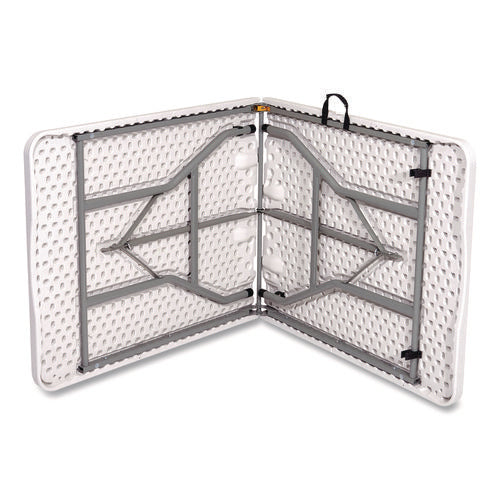 Image of Alera® Fold in Half Plastic Folding Table, 96w x 30d x 29.25h, White
