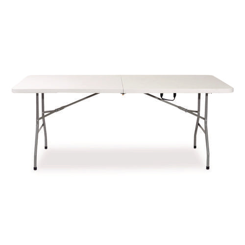 Image of Alera® Fold in Half Plastic Folding Table, 96w x 30d x 29.25h, White