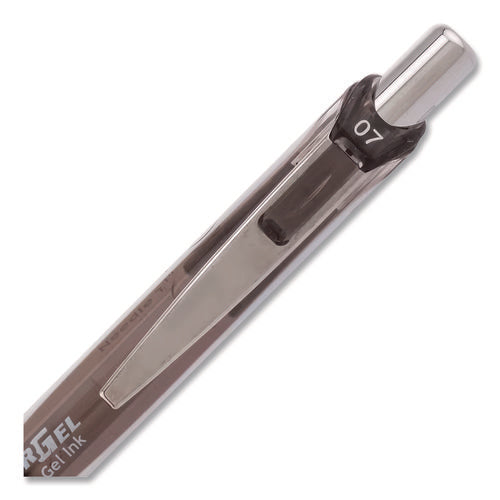 Image of Pentel® Energel Pearl Gel Pen, Retractable, Medium 0.7 Mm, Black Ink, White/black Barrel, Dozen