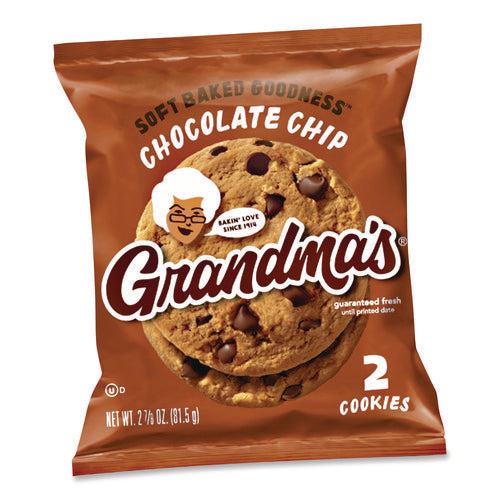 Image of Grandma's® Cookies - Single Serve, Chocolate Chip, 2.5 Oz Packet, 60/carton