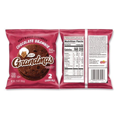 Image of Grandma's® Cookies - Single Serve, Chocolate Brownie, 2.5 Oz Packet, 60/carton