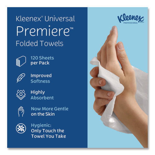 Image of Kleenex® Premiere Folded Towels, 1-Ply, 9.4 x 12,4, White, 120/Pack, 25 Packs/Carton