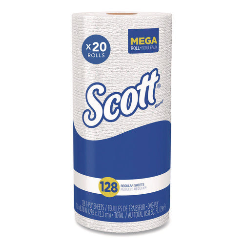 Image of Scott® Kitchen Roll Towels, 1-Ply, 11 x 8.75, White, 128/Roll, 20 Rolls/Carton