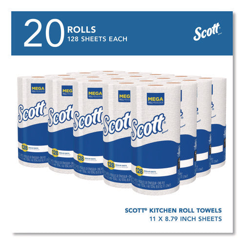 Image of Scott® Kitchen Roll Towels, 1-Ply, 11 x 8.75, White, 128/Roll, 20 Rolls/Carton