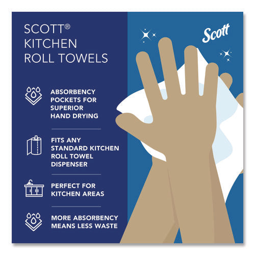Image of Scott® Kitchen Roll Towels, 1-Ply, 11 x 8.75, White, 128/Roll, 20 Rolls/Carton
