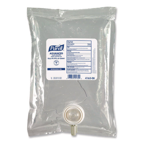 Image of PURELL® Advanced Hand Sanitizer Green Certified Gel Refill, For CS2 Dispensers, 1,000 mL, Fragrance-Free, 8/Carton