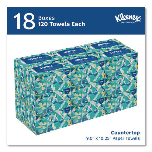 Image of Kleenex® Hand Towels, POP-UP Box, Cloth, 1-Ply, 9 x 10.5, Unscented, White, 120/Box, 18 Boxes/Carton