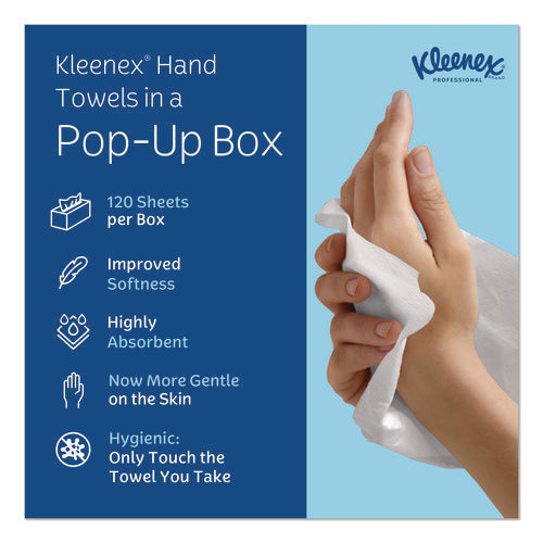 Image of Kleenex® Hand Towels, POP-UP Box, Cloth, 1-Ply, 9 x 10.5, Unscented, White, 120/Box
