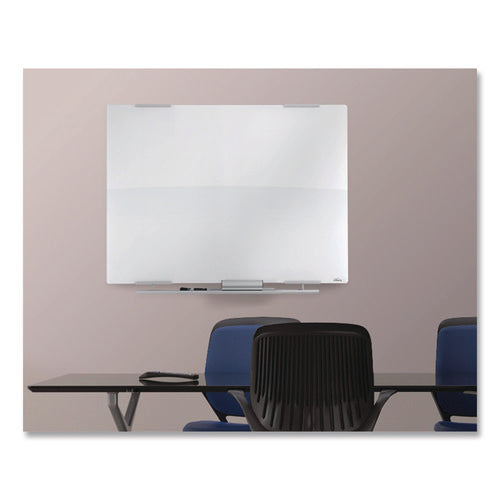 Image of Iceberg Clarity Glass Dry Erase Board with Aluminum Trim, 48" x 36", White Surface, Satin Aluminum Frame