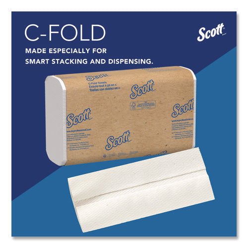 Image of Scott® Essential C-Fold Towels for Business, Absorbency Pockets, 1-Ply, 10.13 x 13.15, White, 200/Pack, 12 Packs/Carton