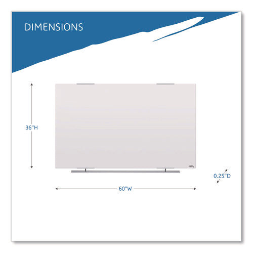 Image of Iceberg Clarity Glass Dry Erase Board with Aluminum Trim, 60" x 36", White Surface, Satin Aluminum Frame